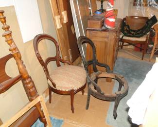 Two chairs, matching, one to sit in while you refinish the other