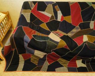 We have two large, extremely outstanding crazy quilts, which have the most pristine, small hand stitching that we have ever seen, the attention to detail on this is amazing