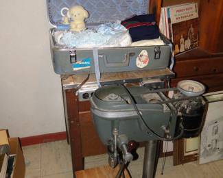 Very nice drill press, and some great vintage finds in a vintage suitcase