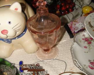 Depression glass candy vase