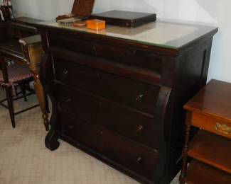 Antique dresser with solid thick glass top