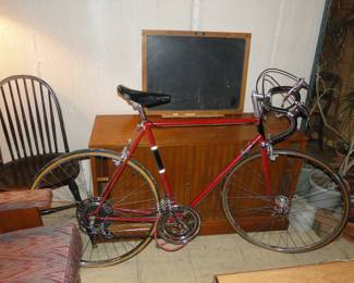 Along with knitting things too we have a 10 speed men's bike, cabinet, and chalkboard