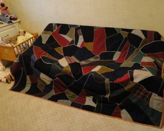 Vintage hand stitch crazy quilt