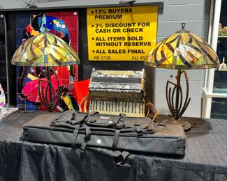Accordion and Stain Glass Lamps Orlando Estate Auction