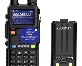 BAOFENG 5RM Ham Radio Handheld (Upgraded of UV-5R) Walkie Talkies Long Range NOAA Weather Receiver High Power Two Way Radio UV5R for Adults Camping Hunting Hiking, Frequency Copy, USB C Charger, 999CH