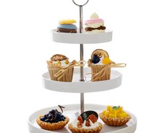 Sweese 3-Tier Porcelain Cupcake Stand, Tiered Dessert Stand, Cake Stand - White Porcelain Round Plates for Tea Party Wedding Baby Shower Buffet Server