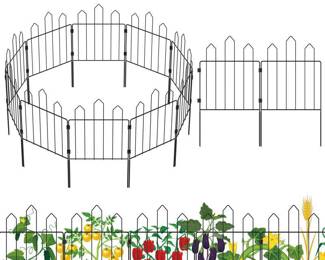 Decorative Garden Fence Animal Barrier Fence 25 Pack Metal Wire Garden Fencing Border Panels 26ft (L) x 23.6in (H) No Dig Small Fence Outdoor Rustproof Flower Bed Edging Borders for Dogs
