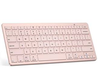 Emetok Universal Bluetooth Keyboard for iPad, Upgraded BLE Technology Keyboard with Unwavering Connection, 18-Month Battery Life, Automatic Identification for iOS, Windows, Android, macOS, Rose