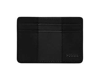 Fossil Men's Everett Leather Slim Minimalist Card Case Front Pocket Wallet, Black, (Model: ML4398001)