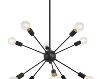 COTTMIC Brushed Nickel Sputnik Chandeliers, 12-Light Modern Chandelier, Metal Gold Light Fixture, Industrial Vintage Hanging Lights, Chandeliers for Living Dining Room, Bedroom