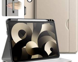 JETech Case for iPad Air 11-Inch M2 (2024), iPad Air 5/4 (10.9-Inch, 2022/2020 Model, 5th/4th), PU Leather Business Folio Protective Tablet Cover Pocket, Multi-Angle Viewing (Starlight)