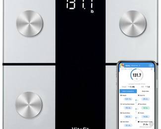 Vitafit Smart Bathroom Scale for Body Weight, FSA HSA Eligible, Weighing Professional Factory Since 2001, App Sync Digital Scales 13 Body Composition Including BMI, Body Fat and Muscle, 400lb, Silver