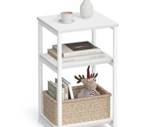 VASAGLE Side Table, Small End Table, Tall Nightstand for Living Room, Bedroom, Office, Bathroom, White ULET273W14