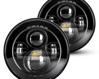 LX-LIGHT 7'' Round Black LED Headlight High Low Beam Compatible with Jeep Wrangler JK TJ LJ CJ Hummer H1 H2 (Pair) - Retail: $76.98