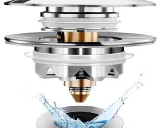 Anlige Universal Tub Stopper Bathtub Drain, Pop Up Bathtub Drain Plug and Cover, Replaces Bath Tub Lift and Turn, Tip-Toe and Trip Lever, Easy to Install and Clean, All Brass Plating Process