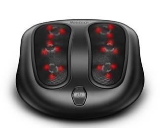 Nekteck Foot Massager with Heat, Shiatsu Heated Electric Kneading Foot Massager Machine for Plantar Fasciitis, Built-in Infrared Heat Function and Power Cord (Black)