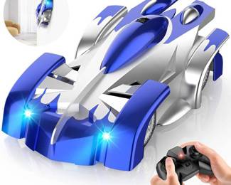 Yucmed Wall Climbing Remote Control Car, 360° Rotating Dual Mode RC Stunt Car, Toys for 3 Year and up Old Boy, Rechargeable Toy Car with Headlight, Christmas Birthday Gifts-Blue