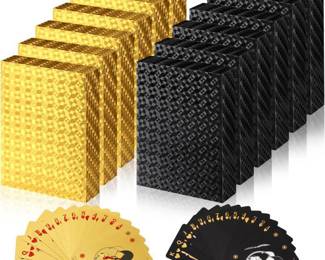Zubebe 12 Decks of Playing Cards Waterproof Plastic Poker Cards Bulk Gold Foil Playing Cards Gift for Adults Washable Flexible Party Game Favors(Gold)