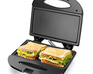 Aigostar Sandwich Maker with Non-stick Deep Grid Surface for Egg, Ham, Steaks Compact Electric Grill Tostadora de Pan Black, ETL Certificated, Roy