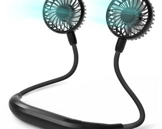 COMLIFE Portable Neck Fan, 2600mAh Battery Operated Ultra Quiet Hands Free USB Fan with Strong Wind, 360° Adjustable High Flexibility Wearable Personal Fan for Home Office Outdoor Travel (Black)