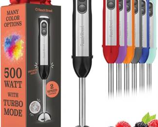 Powerful Immersion Blender, Electric Hand Blender 500 Watt with Turbo Mode, Detachable Base. Handheld Kitchen Gadget Blender Stick for Soup, Smoothie, Puree, Baby Food, 304 Stainless Steel Blades