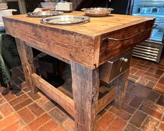 RUSTIC BUTCHERY BLOCK STYLE ISLAND TABLE