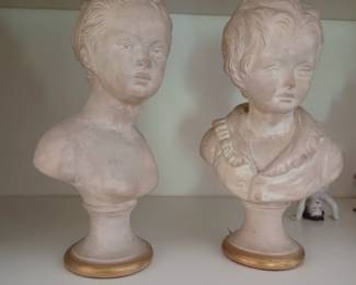 Vintage Pair of Borghese Bust of Boy and Girl $50