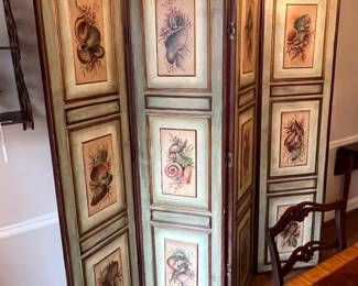 Four panel painted screen