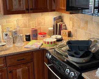 Baking pans of all sizes and shapes; glass and metal