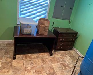 Desk and file cabinet