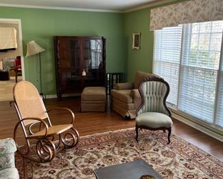 Cane rocker and balloon-back chair