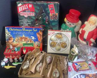 Vintage Christmas Decor, Ornaments, Nativity Scene, More