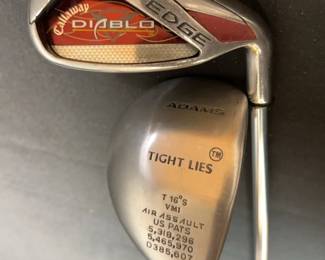 Callaway Diabo Edge Pitching Wedge, Adams Tight Lies T 16, Tommy Armour Putter