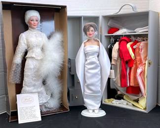 2 Porcelain Dolls Clothes Chest Jackie Kennedy Franklin Mint Lauren Doll Beautiful Expressions