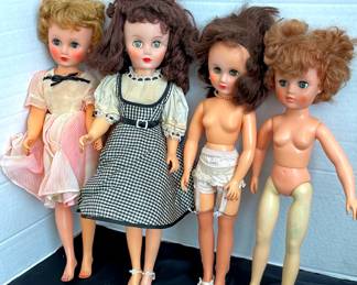4 Vintage Rubber Face Dolls With Body Joint Movement Hard Body Plastic Includes VT18 Ideal Doll