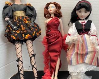 3 Vintage Porcelain Dolls Ashton Drake Gene Doll Red Venus Snow White Pilar The Dancer Doll