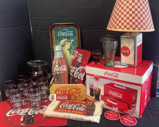 CocaCola Collectibles, Glasses Pitcher Set, Hot Dog Steamer, Lamp, More