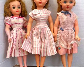 3 Vintage VT18 VT20 Revlon Rubber Face Dolls, Body Joint Movement, Hard Body Plastic