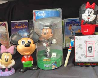 Vintage Disney Mickey Mouse BobbleHead NFL Rams Doll, Sensy Wall Fan Diffuser, Platic Cup, Pull Stri