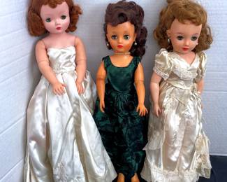 3 Vintage Ideal VT18 Alexander Rubber Face Dolls Hard Plastic Body, Joint Body Move