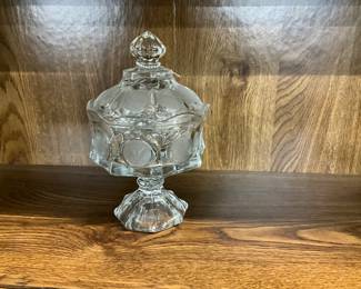 Uranium Fostoria Coin Clear Glass Pedestal Candy Dish