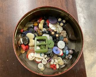 Tin Container with Buttons