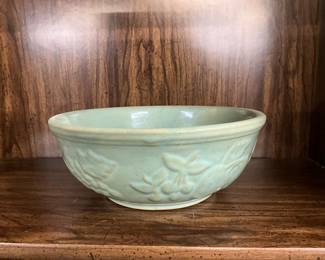 Seafoam Green Glazed Pottery Bowl