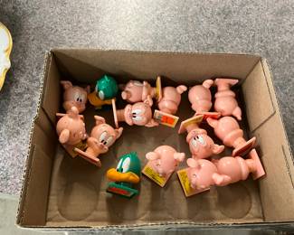 1990's Topps "Hamton J Pig & Plucky Duck" Head Candy Containers - Tiny Toons - Looney Tunes