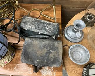 Pewter Candlestick Holder & Pewter Small Bowl