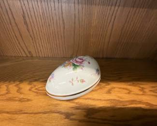 1960's Japan Shackman Porcelain Floral Egg Trinket Box
