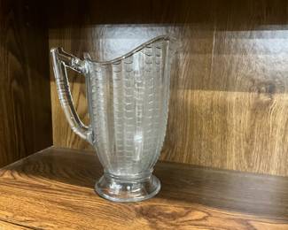 Clear Glass Fish Scale Pattern Pitcher
