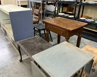 Wood End Tables - Drop Leaf Rolling Metal Table