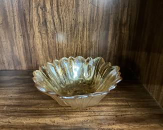 Carnival Glass Iridescent Sunflower Bowl