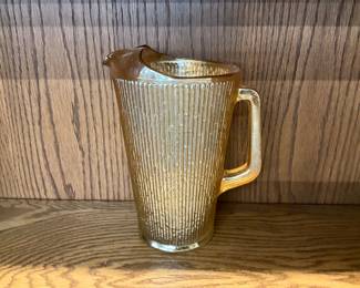 Jeanette Glass Marigold Tree Bark Carnival Glass Pitcher